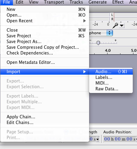 import m4a to audacity