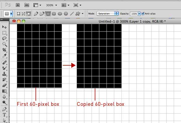 Create and copy a 60-pixel box Create and copy a 60-pixel box