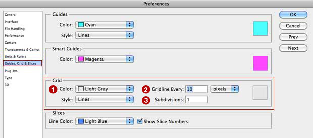 turn on image grids and set prefs turn on image grids and set prefs