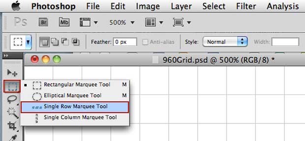 Sinle-row marquee tool Sinle-row marquee tool