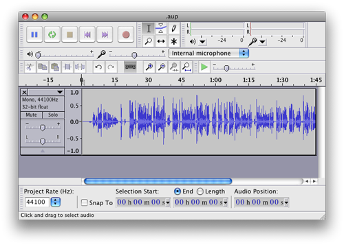 Track imported in Audacity