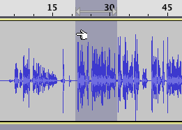 Change the selection of a track in Audacity