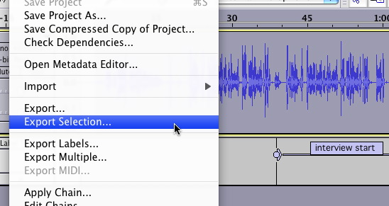 Exporting audio from Audacity