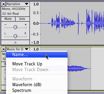 Labeling tracks in Audacity