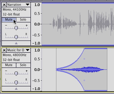Muting or soloing a track in Audacity