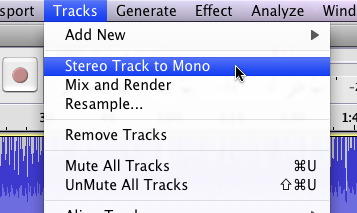 Combining a stereo track to a mono track