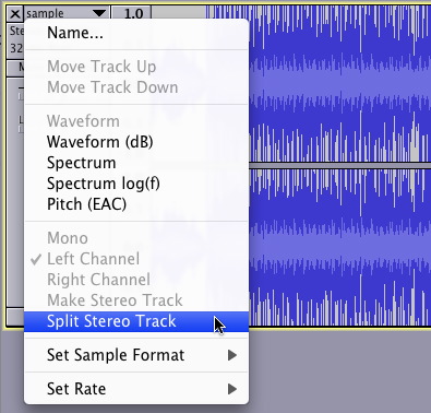 Splitting a stereo track into two tracks