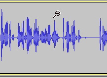 Zooming in on the track in Audacity