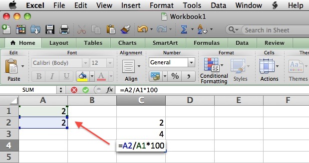 calculate percentage in excel