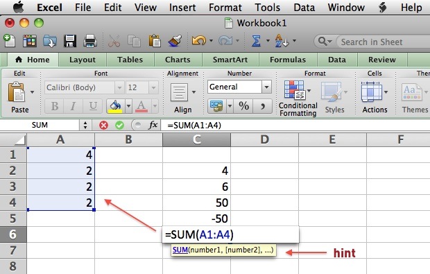 Calculate SUM in Excel