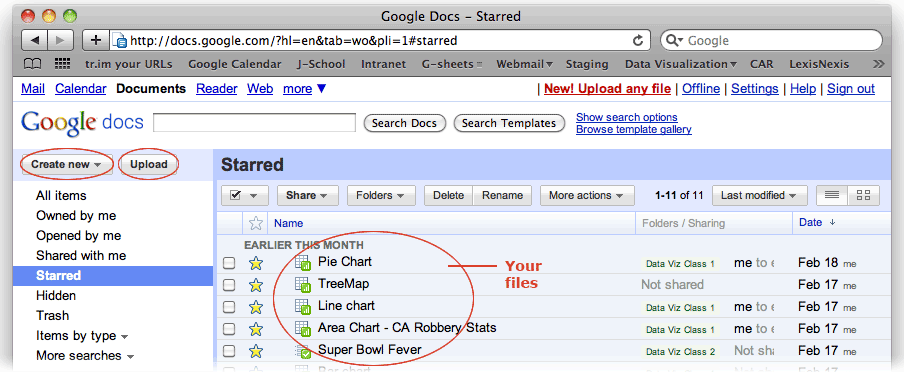 Overview of the Google Docs interface