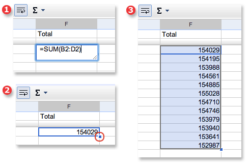 How to calculate the sum of a rage of columns in google spreadsheet
