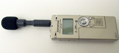 Olympus WS-300M recorder with optional microphone