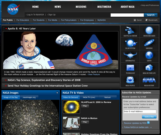NASA website NASA website