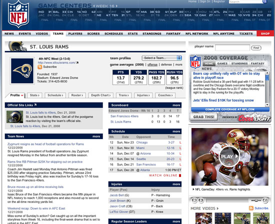 NFL.com - St. Louis Rams page NFL.com - St. Louis Rams page