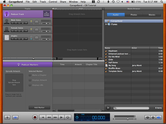 name of buttons garageband 10.1