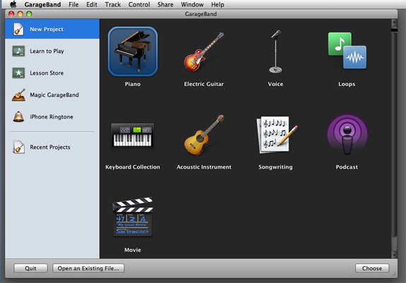 open garageband