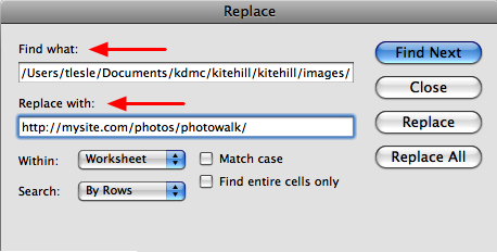 find and replace the image path