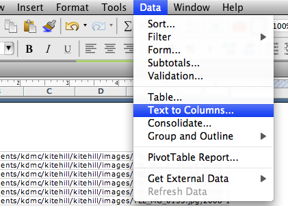 excel menu for text to columns