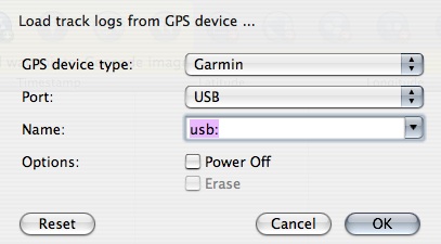 choosing the Garmin in HoudahGeo