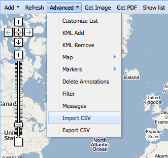 screenshot of import menu