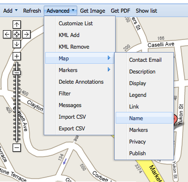 screenshot of map name option