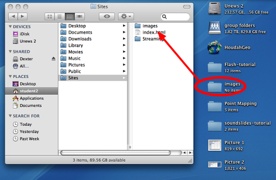 screenshot of sites folder