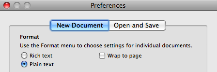 TextEdit preferences TextEdit preferences