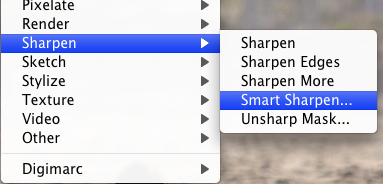 Sharpening menu in photoshop Sharpening menu in photoshop