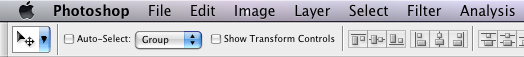 Menu inspector bar Menu inspector bar in Adobe Photoshop