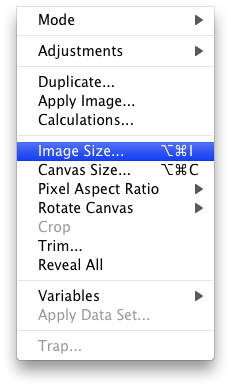 Image resize menu in Adobe Photoshop Image resize menu in Adobe Photoshop