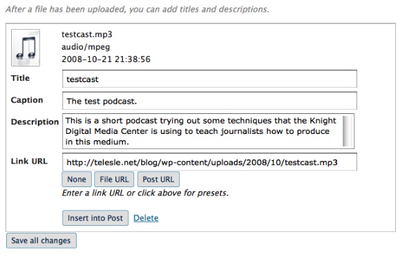 input podcast details