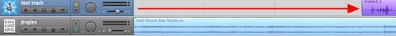 one track shifted relative to the other