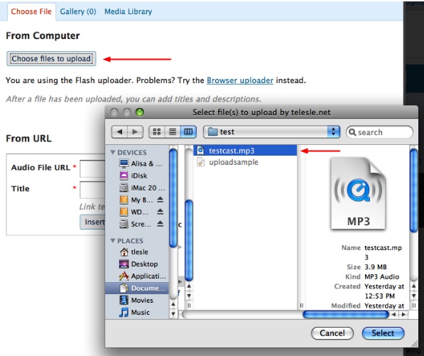 uploading audio