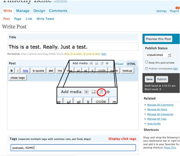 wordpress composition window