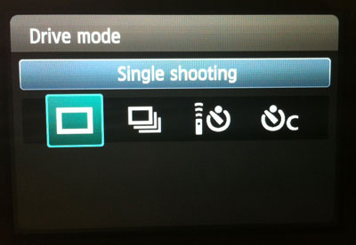 Drive mode on Canon T3i