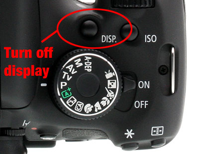 Turn off LCD display on Canon T3i
