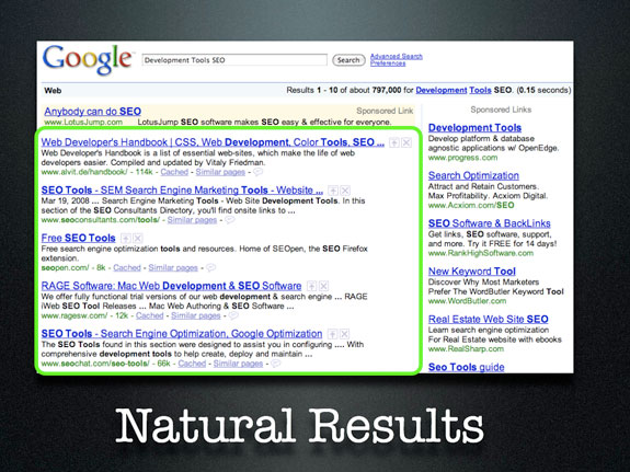 Natural Searech Result natural search result