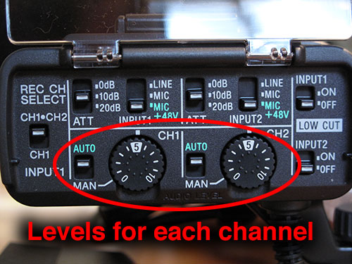 Adjust audio levels for each channel