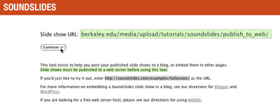 Pasting in the URL for SoundSlides to generate embed code Pasting in the URL for SoundSlides to generate embed code