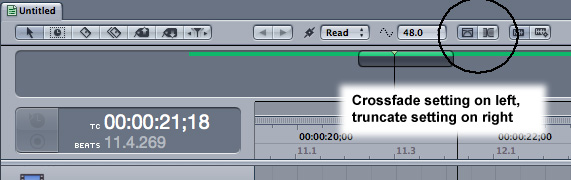 Crossfade setting Crossfade setting