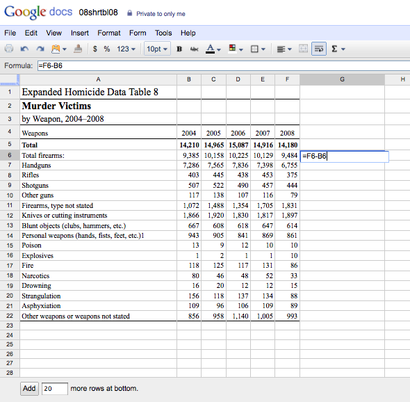 excel formula for subtracting cells