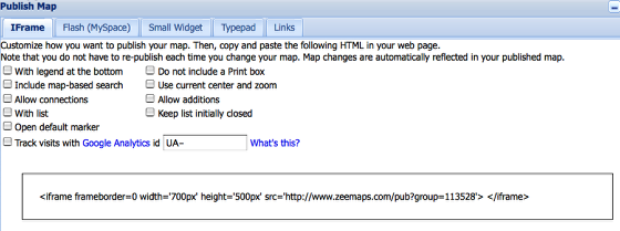 Publish Map Pop Up Window publish_map_link