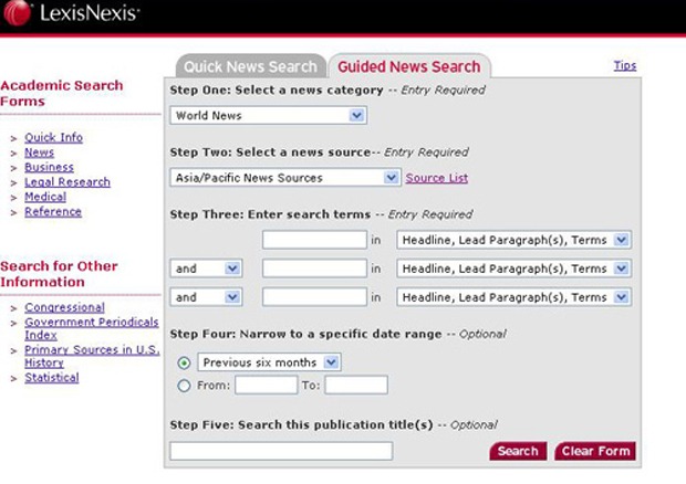 LexisNexis is a huge electronic database of newspaper and magazine stories