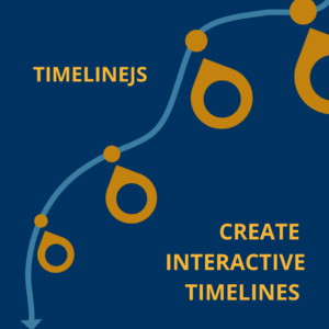 This picture contains a timeline and it says "TimelineJs" "Create interactive timelines." This is a resources to create interactive data visuals