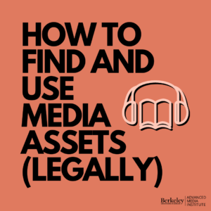How to Find and Use Media Assets (Legally). Image of a book with headphones on it.